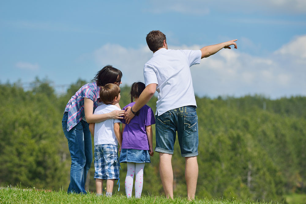 Young family spending time together outdoors