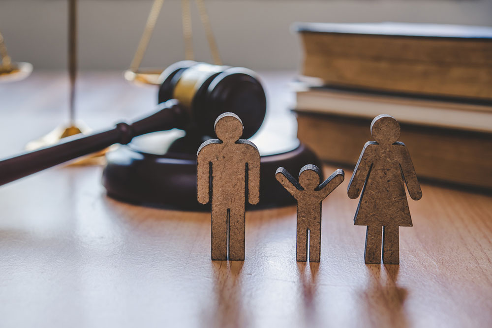 Scales of justice on a desk in a legal setting